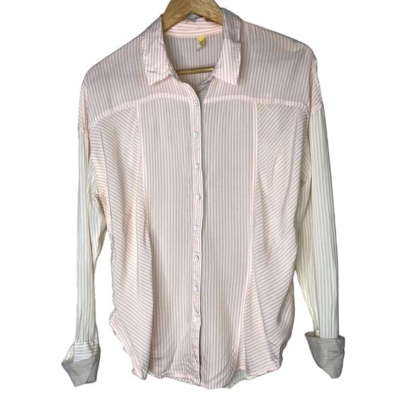 Free People Button Down Stripe Blouse Shirt Women Size Small * - Picture 1 of 7